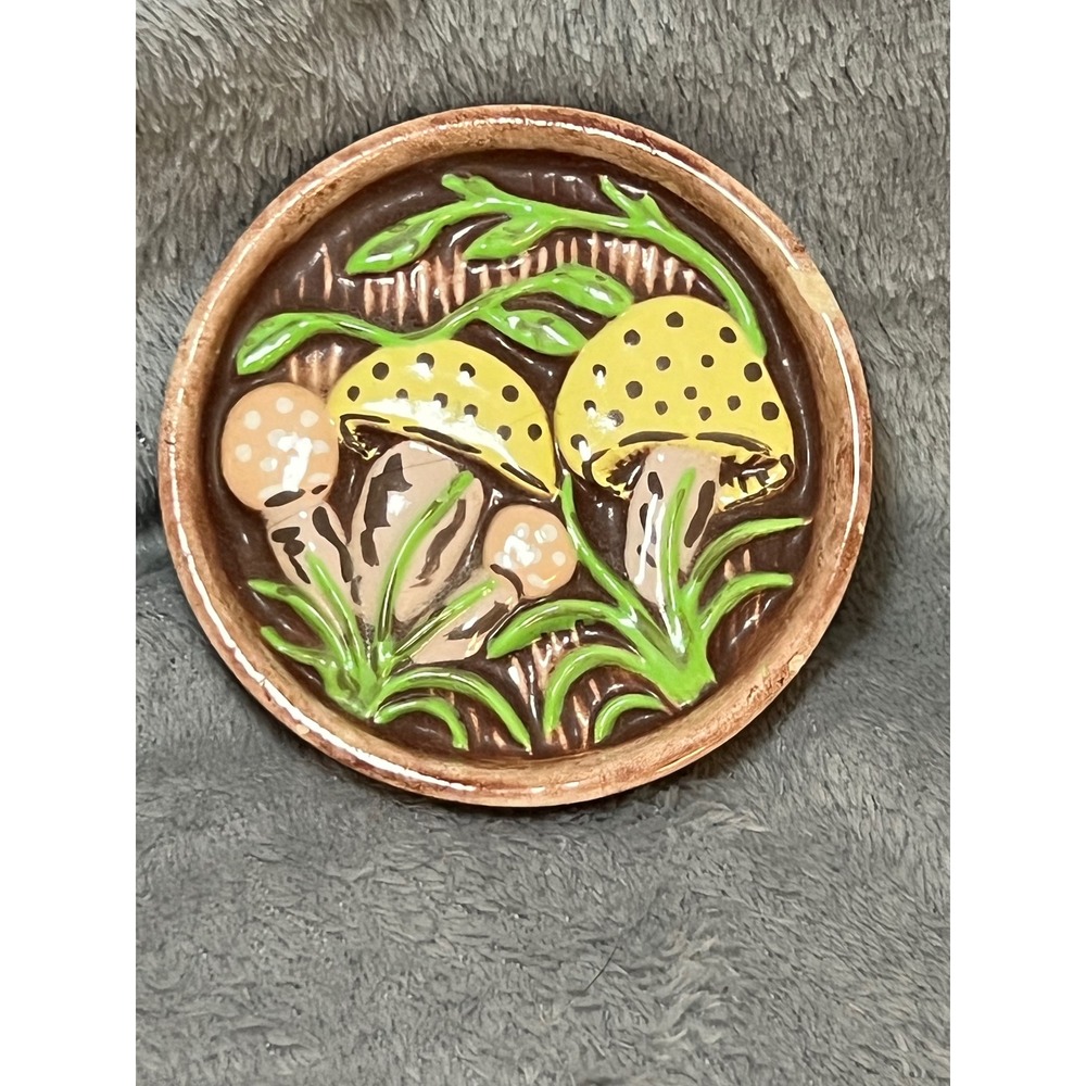 Vintage Arnels Mushroom Ceramic Trivet Hot Plate Cottage Woodland‎ Kitchen Decor